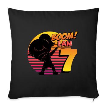 Boom I amm 7 | Birthday Girl | 7th Birthday Party - Sofakissenbezug 45 x 45 cm - Schwarz - Vorne