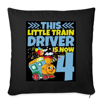 4ème anniversaire ce petit conducteur de train a maintenant 4 ans - Housse de coussin décorative 45 x 45 cm - noir - Devant