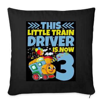 3ème anniversaire ce petit conducteur de train a maintenant 3 ans - Housse de coussin décorative 45 x 45 cm - noir - Devant
