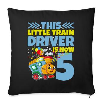 5ème anniversaire ce petit conducteur de train a maintenant 5 ans - Housse de coussin décorative 45 x 45 cm - noir - Devant