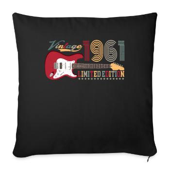 Vintage 1961 Édition Limitée 61ème anniversaire | - Housse de coussin décorative 45 x 45 cm - noir - Devant
