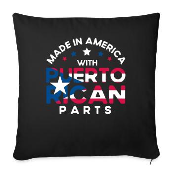 Né en Amérique avec des racines portoricaines - Housse de coussin décorative 45 x 45 cm - noir - Devant