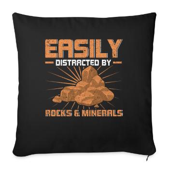 Leicht ablenkbar durch Gesteine & Mineralien - Sofakissenbezug 45 x 45 cm - Schwarz - Vorne