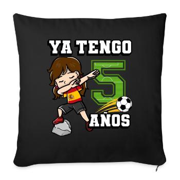 Football girl c’est mon 5 ans espagnol - Housse de coussin décorative 45 x 45 cm - noir - Devant
