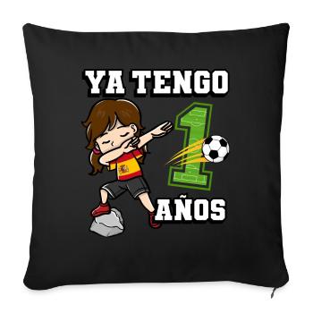 Football Girl It's My 1 Birthday Spanish - Sofa pillowcase 17,3'' x 17,3'' (45 x 45 cm) - black - Front