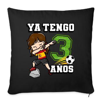 Football girl it's my 3rd birthday Spanish - Sofa pillowcase 17,3'' x 17,3'' (45 x 45 cm) - black - Front