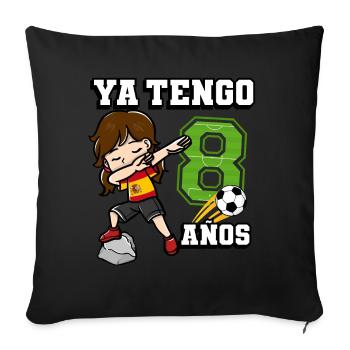 Football girl c’est mon 8ème anniversaire espagnol - Housse de coussin décorative 45 x 45 cm - noir - Devant