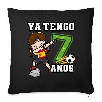 Football girl c’est mon 7ème anniversaire espagnol - Housse de coussin décorative 45 x 45 cm - noir - Devant