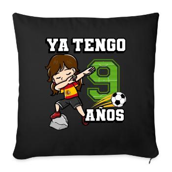 Football girl c’est mon 9ème anniversaire espagnol - Housse de coussin décorative 45 x 45 cm - noir - Devant