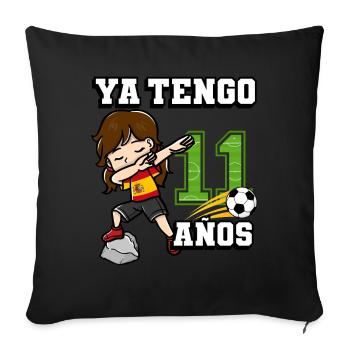 Fille de football C’est mon 11e anniversaire - Housse de coussin décorative 45 x 45 cm - noir - Devant