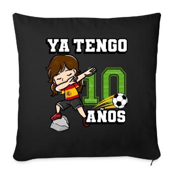 Fille de football C’est mon 10e anniversaire - Housse de coussin décorative 45 x 45 cm - noir - Devant