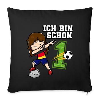 Football Girl I'm already 1 birthday - Sofa pillowcase 17,3'' x 17,3'' (45 x 45 cm) - black - Front