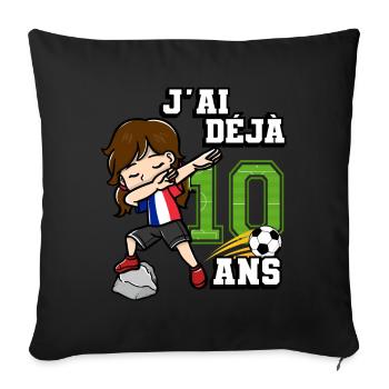 Fille de football C’est mon 10e anniversaire - Housse de coussin décorative 45 x 45 cm - noir - Devant