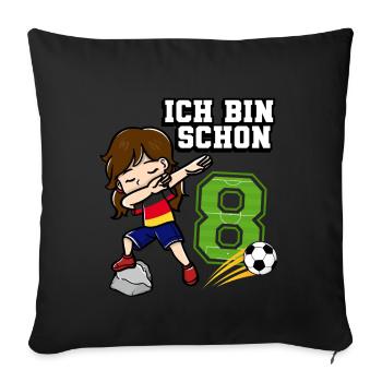 Football Girl J’ai déjà 8 ans - Housse de coussin décorative 45 x 45 cm - noir - Devant