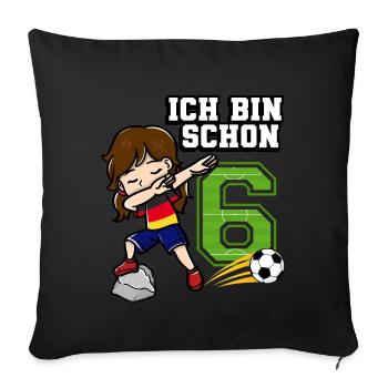 Football Girl J’ai déjà 6 ans - Housse de coussin décorative 45 x 45 cm - noir - Devant