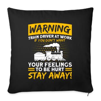 Avertissement Conducteur de train au travail Locomotive - Housse de coussin décorative 45 x 45 cm - noir - Devant