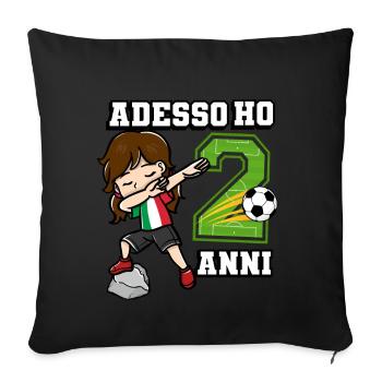 Football Girl C’est mon 2 anniversaire italien - Housse de coussin décorative 45 x 45 cm - noir - Devant