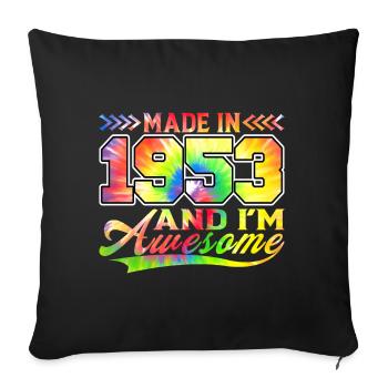 Fabriqué en 1953 et je suis génial Tie Dye coloré - Housse de coussin décorative 45 x 45 cm - noir - Devant