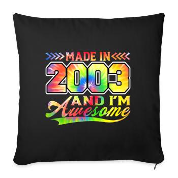 Fabriqué en 2003 et je suis génial Tie Dye coloré - Housse de coussin décorative 45 x 45 cm - noir - Devant