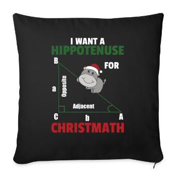 Je veux un hippopotame pour les hippopotames doux de Noël - Housse de coussin décorative 45 x 45 cm - noir - Devant