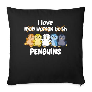 Aroace Flag Pride LGBTQ cute penguin - Sofa pillowcase 17,3'' x 17,3'' (45 x 45 cm) - black - Front