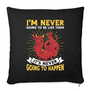 Je ne serai jamais comme son Dragon Grincheux - Housse de coussin décorative 45 x 45 cm - noir - Devant