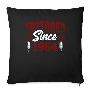 Tattooed Since 1964 Red Rose Theme - Sofa pillowcase 17,3'' x 17,3'' (45 x 45 cm) - black - Front