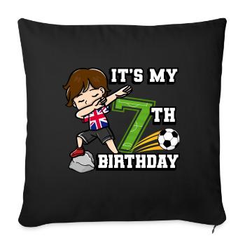 Soccer Boy C’est mon drapeau du 7e anniversaire - Housse de coussin décorative 45 x 45 cm - noir - Devant