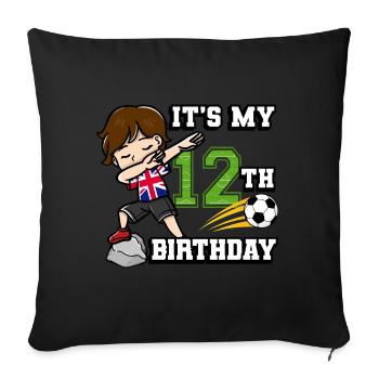 Soccer Boy C’est mon 12e anniversaire Flag Des - Housse de coussin décorative 45 x 45 cm - noir - Devant