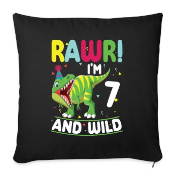 Dinosaur 7 years old 7th birthday party costume - Sofa pillowcase 17,3'' x 17,3'' (45 x 45 cm) - black - Front