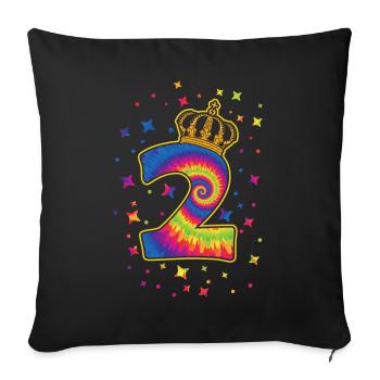 Tie-dye 2ème fête d’anniversaire 2 ans - Housse de coussin décorative 45 x 45 cm - noir - Devant