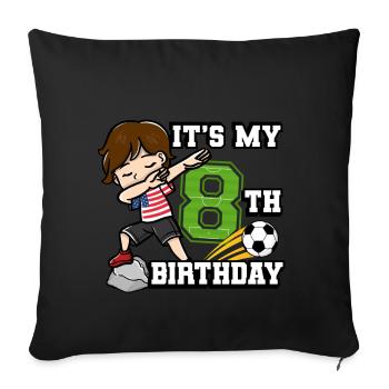 Footballeur Garçon J’ai déjà 8 ans - Housse de coussin décorative 45 x 45 cm - noir - Devant