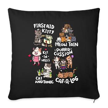 Cute Funny Cat Pun | Cute cat - Sofa pillowcase 17,3'' x 17,3'' (45 x 45 cm) - black - Front