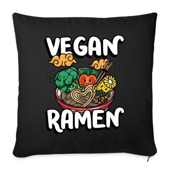 Ramen végétalien | Chemise amateur de ramen | - Housse de coussin décorative 45 x 45 cm - noir - Devant