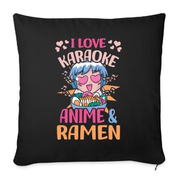 Karaoke Anime | Anime Lover | Anime lovers | - Sofa pillowcase 17,3'' x 17,3'' (45 x 45 cm) - black - Front