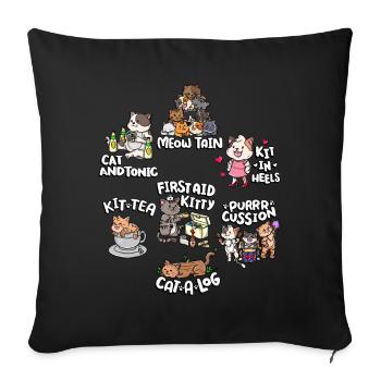 Cute Funny Cat Pun | Cute cat - Sofa pillowcase 17,3'' x 17,3'' (45 x 45 cm) - black - Front