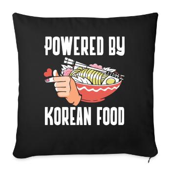 Powered By Korean Food Korean - Sofa pillowcase 17,3'' x 17,3'' (45 x 45 cm) - black - Front
