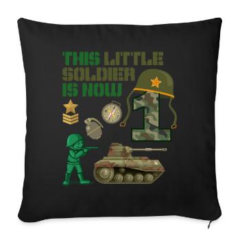 This little soldier is now 1 Army Tank 1. - Sofa pillowcase 17,3'' x 17,3'' (45 x 45 cm) - black - Front