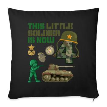 This little soldier is now 4 Army Tank 4. - Sofa pillowcase 17,3'' x 17,3'' (45 x 45 cm) - black - Front