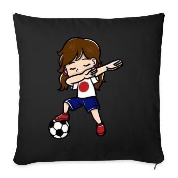 Dabbing Girls Soccer Player Japanese Flag - Sofa pillowcase 17,3'' x 17,3'' (45 x 45 cm) - black - Front