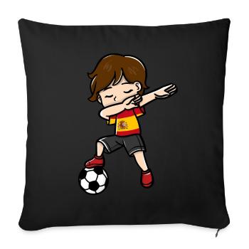 Dabbing jeunes joueurs de football drapeau espagnol - Housse de coussin décorative 45 x 45 cm - noir - Devant