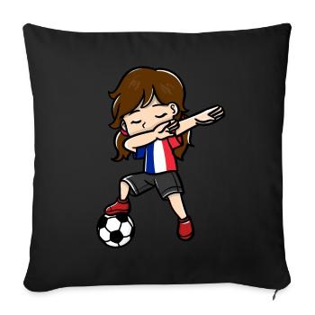 Dabbing Girls Football Players French - Sofa pillowcase 17,3'' x 17,3'' (45 x 45 cm) - black - Front
