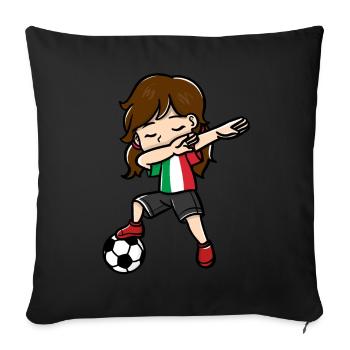 Dabbing Girl Football Player Italian Flag - Sofa pillowcase 17,3'' x 17,3'' (45 x 45 cm) - black - Front