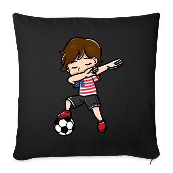 Jeunes joueurs de football athlètes dab up - Housse de coussin décorative 45 x 45 cm - noir - Devant