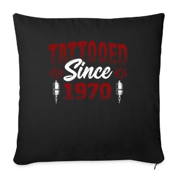 Tatoué depuis 1970 Red Rose Thème Tattoo Ink - Housse de coussin décorative 45 x 45 cm - noir - Devant
