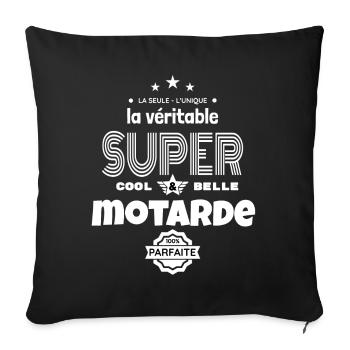 super motarde 100% parfaite humour - Housse de coussin décorative 45 x 45 cm - noir - Devant
