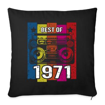 Le meilleur du lecteur de cassette radio stéréo de 1971 - Housse de coussin décorative 45 x 45 cm - noir - Devant