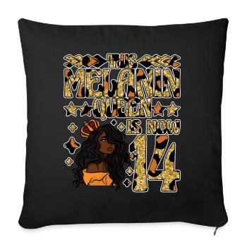 Cette reine de mélanine est maintenant noire de 14 ans - Housse de coussin décorative 45 x 45 cm - noir - Devant