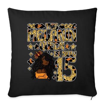 Cette reine de mélanine est maintenant noire de 15 ans - Housse de coussin décorative 45 x 45 cm - noir - Devant