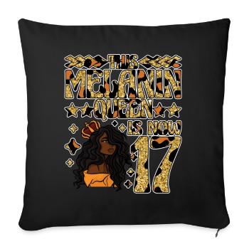 Cette reine de mélanine a maintenant 17 ans de noir - Housse de coussin décorative 45 x 45 cm - noir - Devant